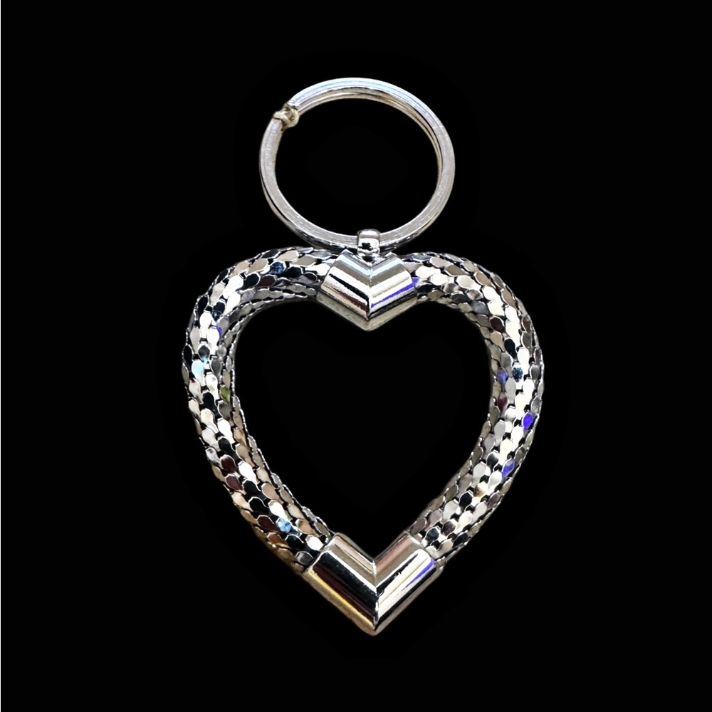 Vintage Silver Mesh Heart Keychain